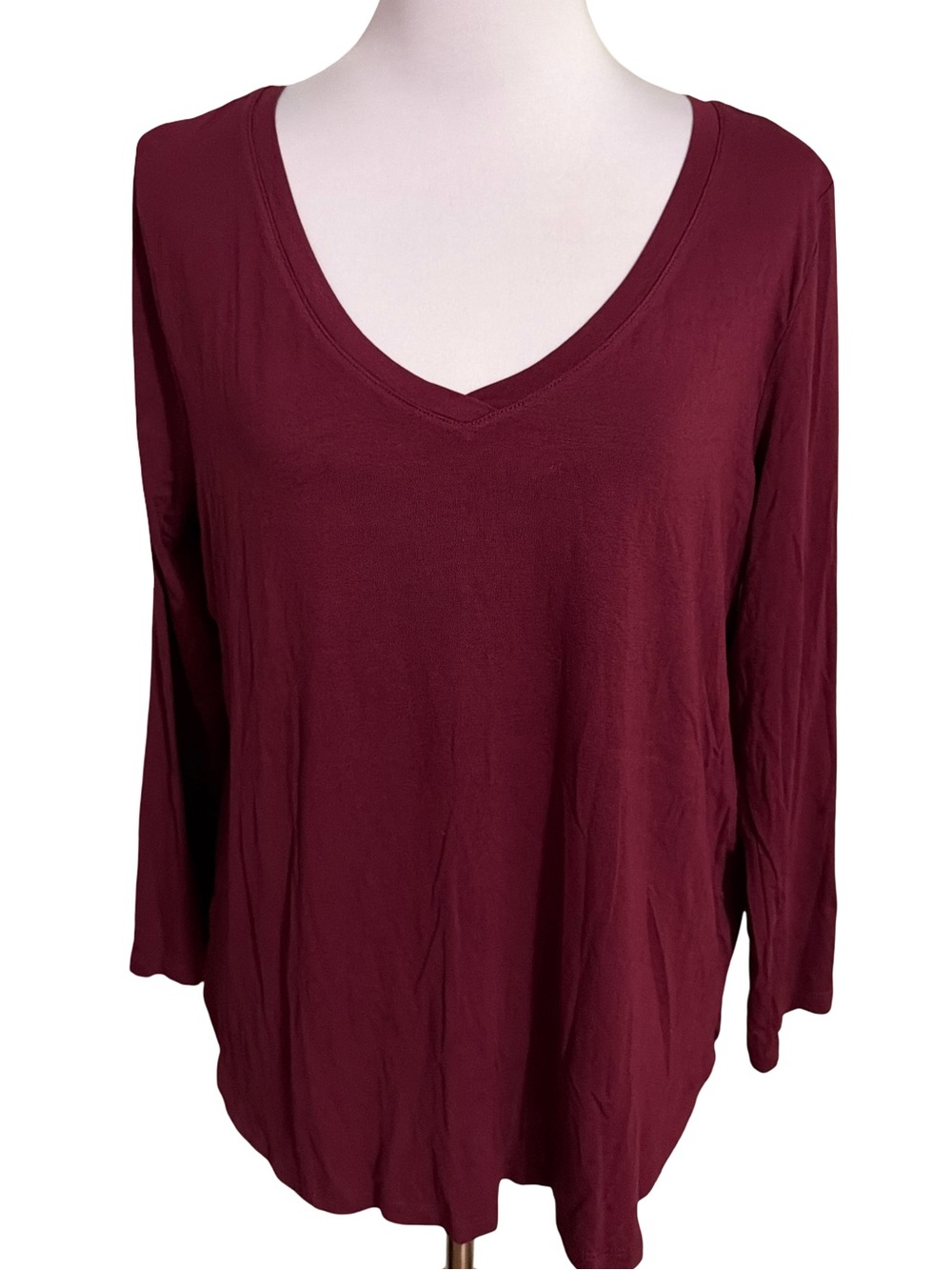 Old Navy Women's Luxe Long Sleeve V-Neck Top - Wine